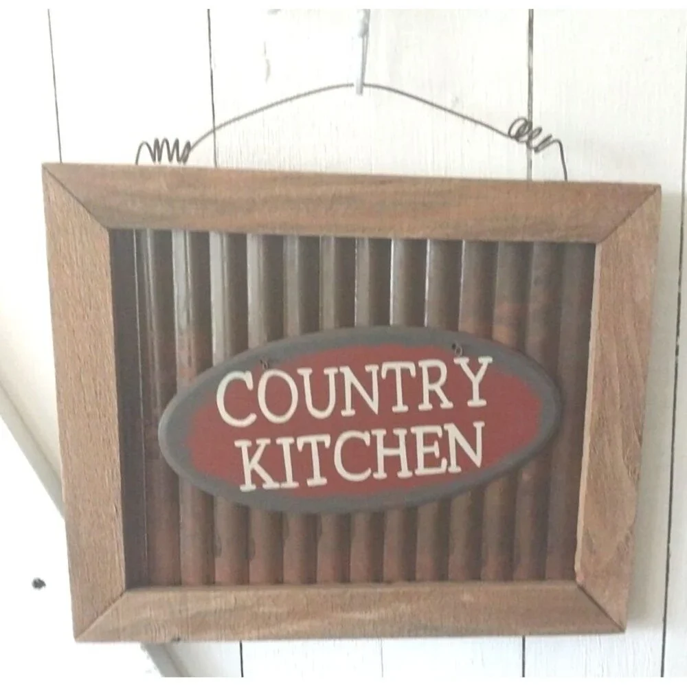 Country Kitchen Wooden Primitive Wood Metal Hanging Sign Decor 10